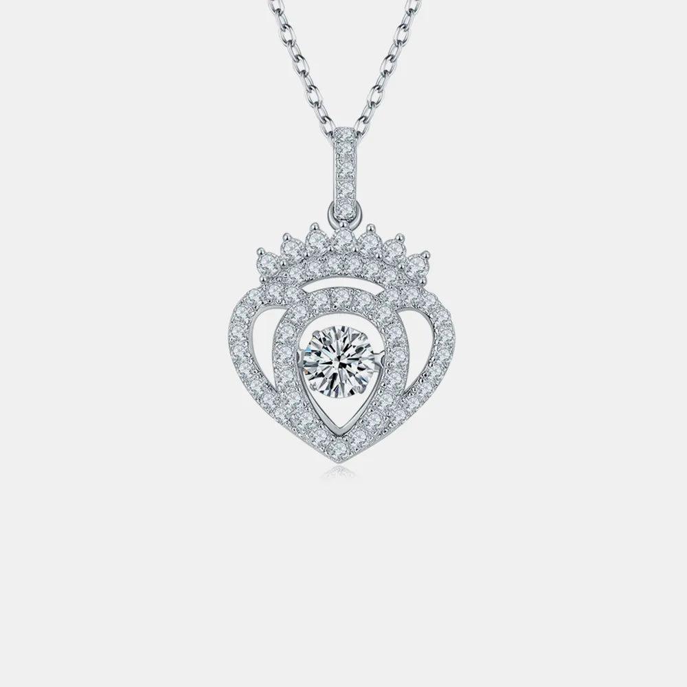 Diamond heart-shaped pendant on a white background