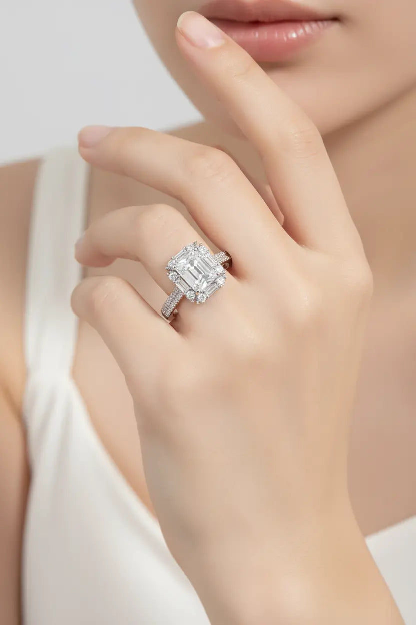 Diamond Gleam Square Silver Ring