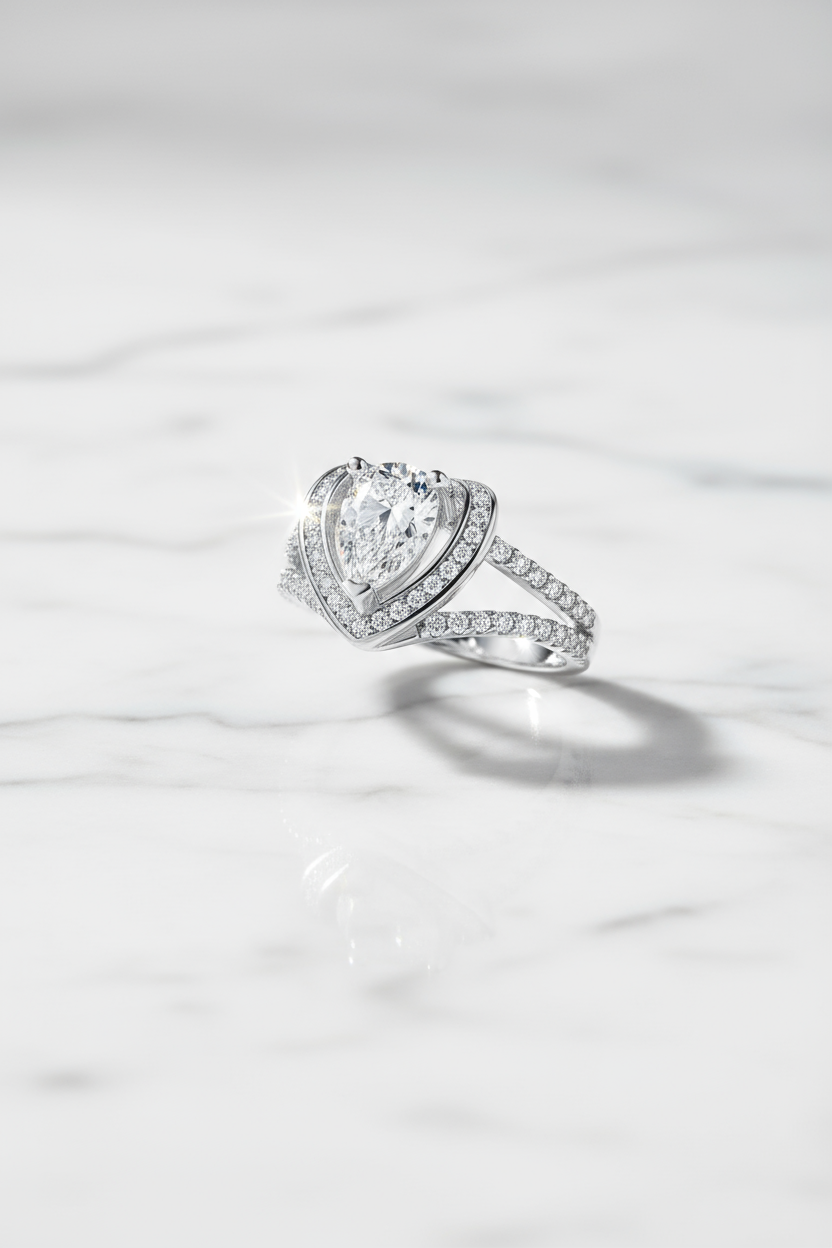 1 Carat Moissanite 925 Sterling Silver Heart Ring