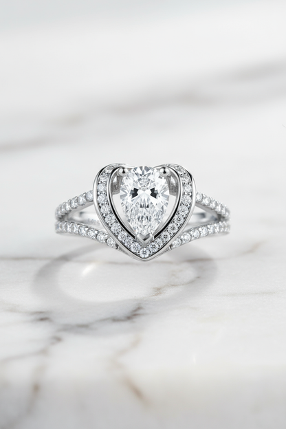 1 Carat Moissanite 925 Sterling Silver Heart Ring