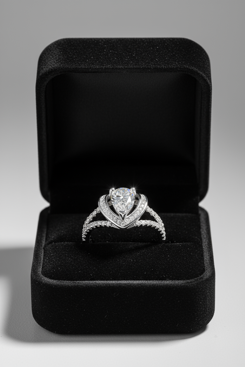 1 Carat Moissanite 925 Sterling Silver Heart Ring